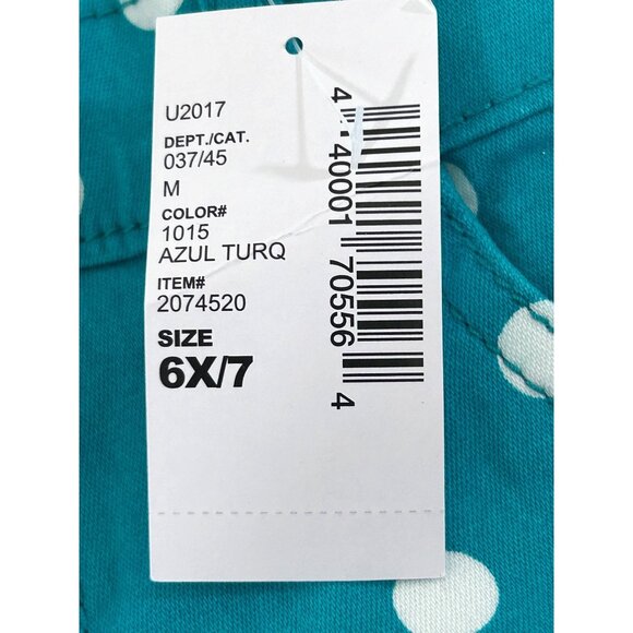 Children’s Place Girls Pants 6X/7 Turquoise White Polkadots Jeggings Jean Style - Picture 4 of 16